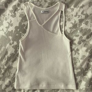 K.ngsley White "FIST" Ribbed Tank